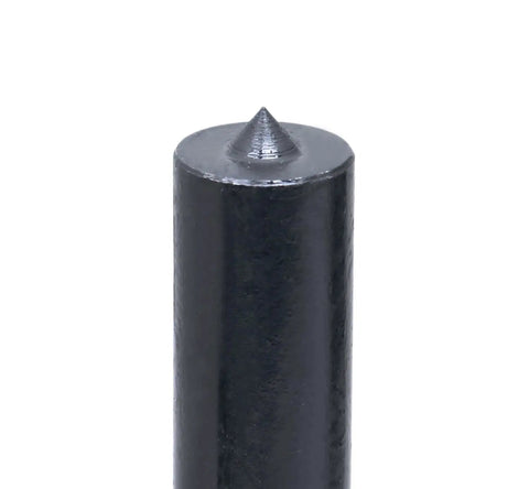 Close-up of punch tip from 28 Piece Transfer Punch Set Pro Grade 3/32 To 1/2 By 64ths In Metal Index Case, RC 61-63 steel, 1.5 in point length.