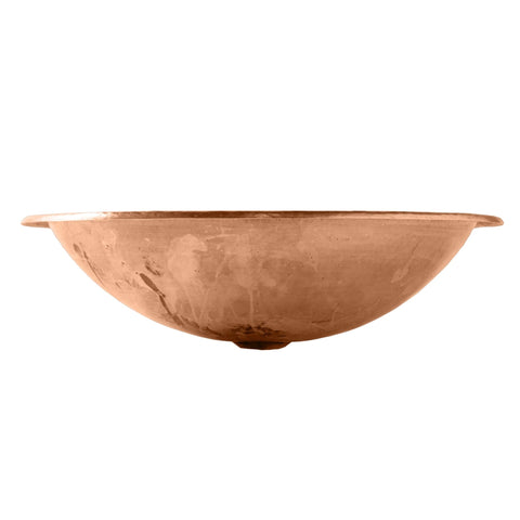 Side view of Strauss Dual Mount Handmade Pure Solid Copper Bath Sink 19 Inch Naked Copper, showcasing its artisan crafted design.