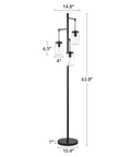 Industrial Floor Lamp With Mason Jar Base And Hanging Glass Shades In A Dope Modern Tree Design Five Foot Tall Reading Light