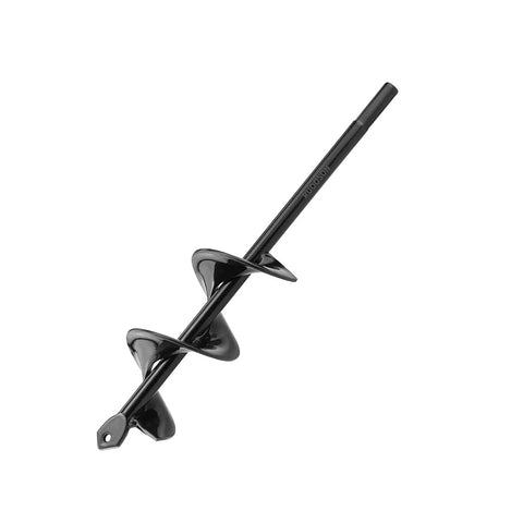 2 Inch Diameter 9 Inch Length Auger Drill Bit For Fast Planting In The Garden Spiral Planter For Bulbs Three Eighths Hex Drive Digger Durable Alloy Build For Quick Holes And Less Bending in black alloy.