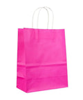 Colorful Handles Kraft Paper Bags Set Of 50 Or 100 Pack For Shopping, Wedding And Party Packaging With Sturdy Handles Rose Red, 21 X 14 X 27 Cm