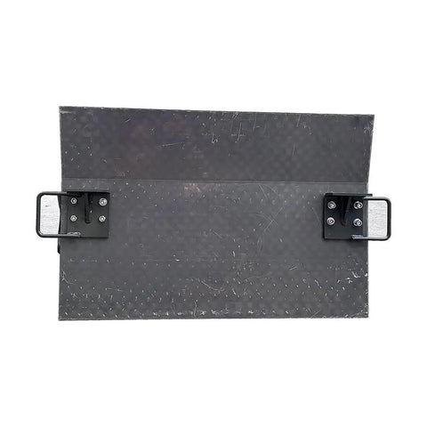 Top Shelf 48 Inch Aluminum Dock Plate 4000 Lb Heavy Duty Loading Ramp With Handles, Non Slip Walkway Surface, overhead view.