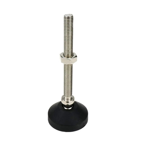 Rock Solid Adjustable Leveling Feet With Thick Rubber Base Pads Heavy Duty Carbon Steel Bolts For Machinery And Furniture Zero Wiggle Quick Threaded Lift Design Set Of Eight, showcasing a single black rubber leveling foot with metal bolt.