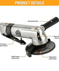 Badass 4 Inch Air Angle Grinder With Front Exhaust 10000 Rpm Pneumatic Metal Cutting And Grinding Tool showing metal shell and vent features.