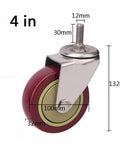 Heavy Duty Swivel Caster Set Of Four Polyurethane Wheel With Brake For Furniture Cart and Trolley Ready To Roll seamless glide 4-inch wheel size