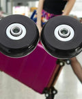 Heavy Duty Silent Rubber Replacement Casters Universal Swivel Luggage Wheels For Suitcase Travel Trolley close-up of black rubber wheels.