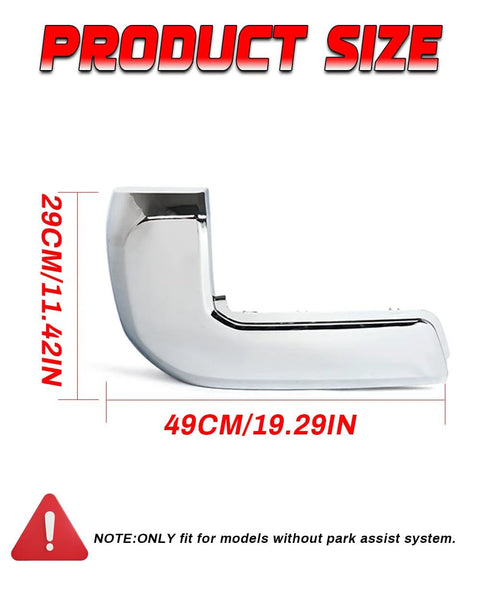 Chrome rear bumper end cap, side view, pair for Toyota Tacoma 2016–2023, without parking-sensor holes