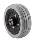 Side view of Wheelchair Caster Assembly 6 Inch By 2 Inch Flat Free Grey Ribbed Tire With 5/16 Inch Bearing And 1 1/16 Inch Outer Diameter