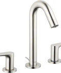 Logis Widespread Low Flow Bathroom Sink Faucet In Brushed Nickel Two Or Three Hole Mount Modern SoftCube Design With Generous Spout Clearance