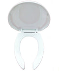 Zero Drama Open Front Toilet Seat With Soft Close Lid And Quick Release Hinges, Easy Clean White Elongated setup showing the top view.