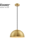 Hazel 1-Light Pendant Light In Matte Brass With Black Fabric Cord, Retro Dome Shade, Vintage Modern Farmhouse Ceiling Fixture