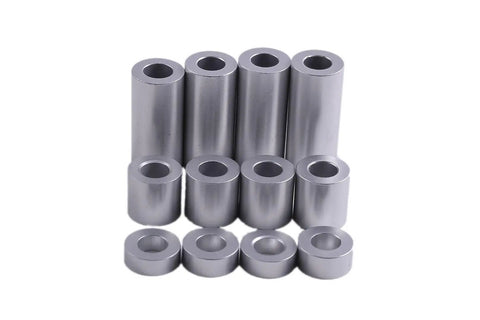 Heavy Duty Aluminum Spacer Round Unthreaded Standoff Bushing With Plain Finish, One Half Inch Outer Diameter And Three Eighth Inch Inner Diameter, Choose Your Length, Fits Five Sixteenth Inch Or M Eight Bolts, Two Inch Length Pack Of Five, showing different lengths.