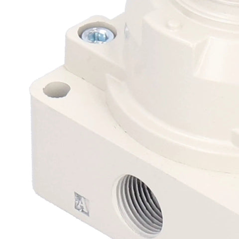 Corner detail of Industrial Pneumatic Rotary Lever Air Hand Valve With Compact 3 Position 4 Way Flow Control, Model 4HV310.