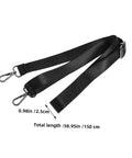 Two Pack Horse Blanket Leg Straps with Elastic Fit and Durable Metal Buckles for Riding and Training, shown in black nylon.