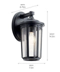 Olde Bronze 14.5 Inch Outdoor Wall Light Lantern, 1 Light, Wet Location, Aluminum Construction with 6.25 X 8.75 Backplate