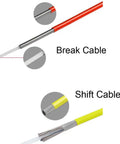 All In One Bike Cable Kit For Mountain And Road Bikes With Brake And Derailleur Housings Routing Damping Foam Sleeve End Caps Crimps Clips And Cable Guide For Clean Install In Ten Color Choices MTB showing red brake cable and yellow shift cable design