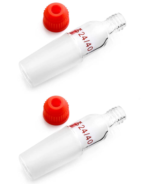 24 By 40 Standard Taper Inner Joint Thermometer Adapter Set Borosilicate Glass 2 Pack For Precise Vapor Temperature Readouts In Lab Glassware Classroom Friendly Pro Gear For Benchtop Setups, 24/40 borosilicate glass adapters with red caps