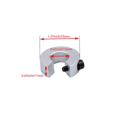 Four Pack SBR16 16mm Linear Rail Stop Collars Set Aluminum Alloy Shaft Lock Rings for CNC Tools Easy Install With M4 Set Screws Strong Durable and Precise Shaft Positioners, showing dimensions and set screws.