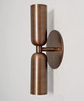 Modern Brass Wall Sconce – Mid Century Cylinder Up and Down Wall Light, minimalist fixture in brushed brass finish.