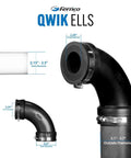 3 Inch Flexible PVC 90 Degree Elbow With Optional 2 Inch Reducer Bushing For DWV Cast Iron Steel And Plastic Pipe Connections Pro Approved Easy Drain Fix, black elbow