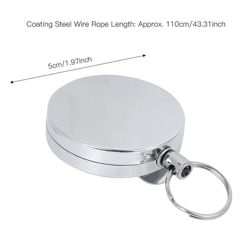 Retractable Key Ring Wire Keychain With Belt Clip Anti Theft Anti Lost Design 5 Cm Diameter Metal Electroplated Gear