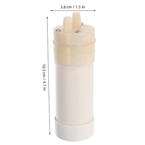 Hella Portable Submersible Sump Water Pump Features Dead Simple Usb Hookup Alongside Heavy Duty Stainless Steel Mesh Screen For No Sweat Balcony Drainage Jobs standing upright showing dimensions.