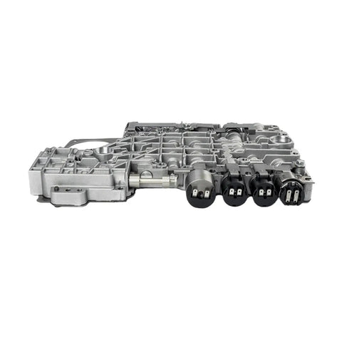 Top Tier Smooth Shifting Valve Body For Ford And Mazda B Series Transmissions side view of aluminum component with connectors.