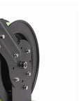 Open Face Retractable Air Hose Reel Three Eighths Inch By Twenty Five Foot Pro Grade Heavy Duty Lightweight Hybrid ZillaGreen side view