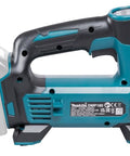 Cordless 18V Li Ion Inflator With Digital Backlit Gauge For Quick On The Go Inflation Auto Stop LED Work Light Auto Off Built In Valve Adapter Storage And Memory Function Batteries And Charger Not Included side view