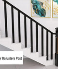Rock Solid Black Poplar Wood Balusters And Stair Spindles For Deck Railing System 38 Inch Balusters post on indoor staircase.