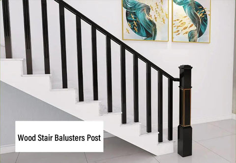 Rock Solid Black Poplar Wood Balusters And Stair Spindles For Deck Railing System 38 Inch Balusters post on indoor staircase.