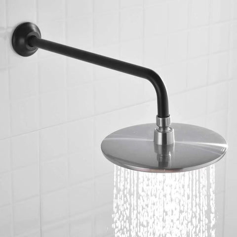 16 Inch L Shaped Shower Arm Extension With Matte Black Finish, Heavy Duty Stainless Steel Arm With Flange Included, 90 Degree Design For Rainfall Heads