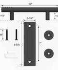 12 Inch Sliding Barn Door Handles Hardware With Flush Finger Pull, Double Sided Design, Heavy Duty Solid Steel Barn Door Kit In Black Finish