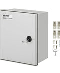 Heavy Duty Fiberglass Electrical Enclosure Box 12X10X6 Inch IP65 Waterproof And Dustproof Outdoor Junction Cabinet with lock and mounting hardware.