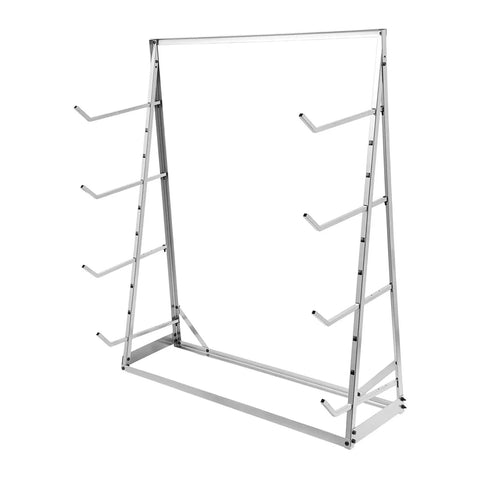 Heavy Duty 4 Tier Steel Lumber Storage Rack Height Adjustable Cantilever Organizer Shelf For Garage Workshop Silver Pipe Holder with 4 arms.