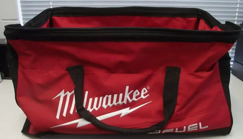 22 Inch Fuel Tool Bag For Contractors, Heavy Duty Cordless Tool Carrier with side pockets and durable handles, red color