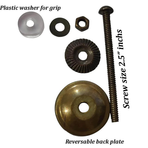 Amber Crystal Knob Set For Cabinets And Drawers By Perilla Home Handmade Vintage Glass Cabinet Hardware components including screw, washer, and back plate.