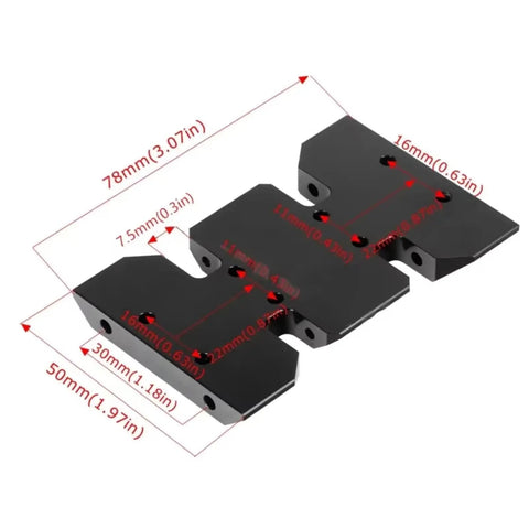 Carbon Fiber RC Crawler Chassis Frame Kit For LCG Axial SCX10 Capra 1 To 10 Scale, black skid plate with dimensions shown