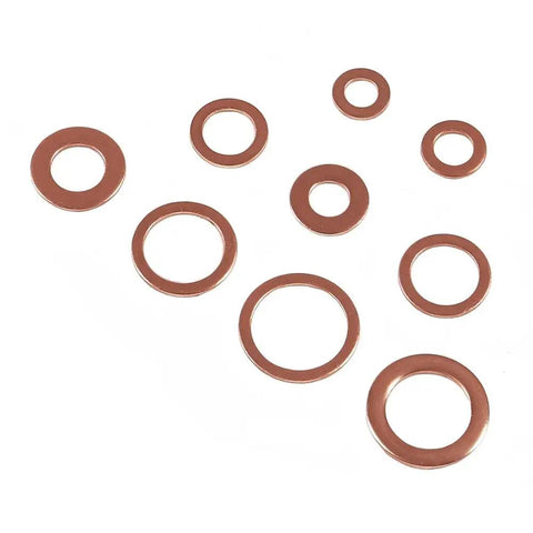 Flat Washer Kit For Sump Bolts And Engine Seals High Heat Red Copper Construction 300 Piece Assortment With Metric Sizes For Bolts And Nuts Heavy Duty Gasket Sealing And Pressure Resistance, copper flat washers in assorted sizes