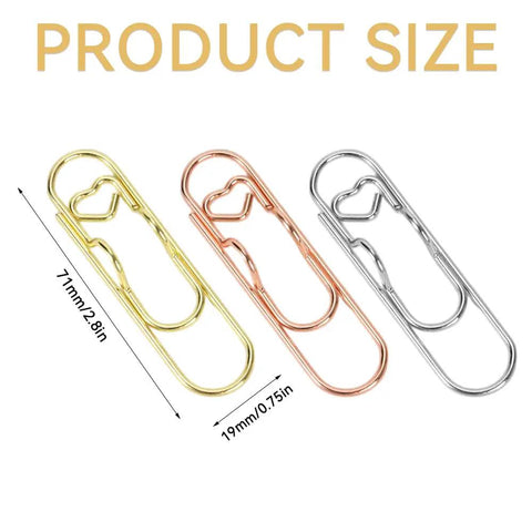Gold, silver, and rose gold pen holder clips, 71mm x 19mm, showcasing product size for Pen Holder Clip For Notebook And Journal Metal Pen Clips Organizer For Planner And Pencil Holder Office School Supplies In Gold Silver Rose Gold Finish Keeps Pens And Notebooks Handy And Desk Clutter Free.