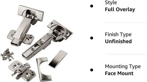 Full Overlay Cabinet Hinges 110 Degree Soft Close BLUMOTION Clip Top Frameless Pair with 0mm Clip Plates and Screws