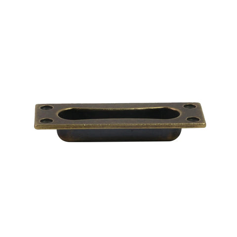 2 Pack Recessed Door Edge Pulls For Sliding Doors Antique Brass Finger Pulls For Cabinets And Closets With Screws 85x31x13 Mm