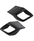 Stainless Steel Rear Bumper Exhaust Trim Kit with Black Coating for Evoque 2010 2018, angled view showing two trim pieces.