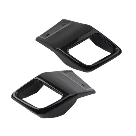 Stainless Steel Rear Bumper Exhaust Trim Kit with Black Coating for Evoque 2010 2018, angled view showing two trim pieces.