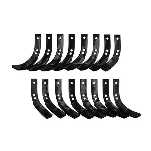 Complete 16 Piece Tiller Tine Replacement Kit With Hardware For 12 Inch Cultivator Blades Includes 8 Left Hand And 8 Right Hand Tines
