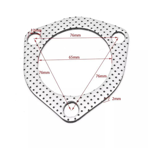 Yitoking exhaust gasket, 2.5-inch, 3-bolt flange, high-temperature graphite with steel reinforcement