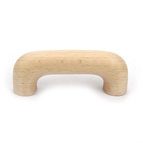 Unfinished Beech Wood Drawer Knob with 64 mm hole distance, 4 mm hole diameter, size 80 x 16 x 31 mm for furniture