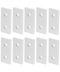 Aluminum Extrusion Joining Plate 10 Piece Set For Frame Building Flat Straight Brackets And Vertical Connectors 2 Hole Plate Fittings Heavy Duty Reinforcement For Tough DIY Frame Structures, 10 white aluminum plates