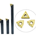 Complete 3-Piece CNC Lathe Excircle Indexable Carbide Turning Tool Holder Bit Set With MTJNR1616H16 MWLNR1616H08 S16Q-MWLNR08 Inserts Including TNMG331 And WNMG431 Carbide Inserts, Durable 40Cr Forged Housing For Steel Cast Iron And Nonferrous