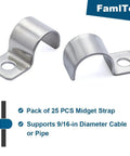 304 Stainless Steel Conduit Pipe Clamps Mounting Brackets One-Hole P-Type Clips for tube or wire cord, set of 25, image showing two clamps